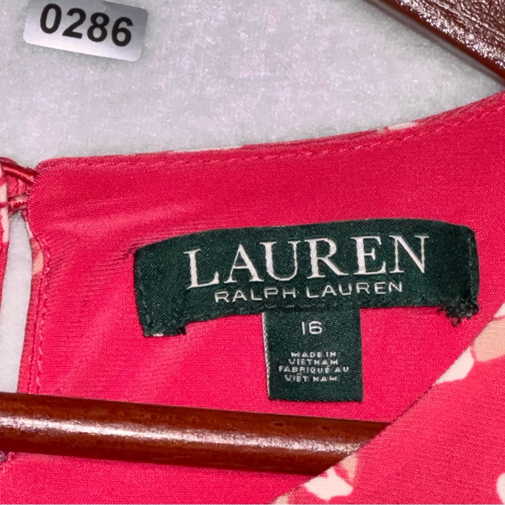 Lauren Ralph Lauren Sleeveless Pink Floral Tie-Waist Maxi Dress Size 16 - Picture 6 of 15